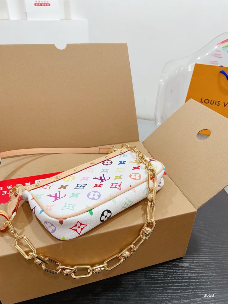 Louis Vuitton Monogram Multicolor Shoulder Bag White view