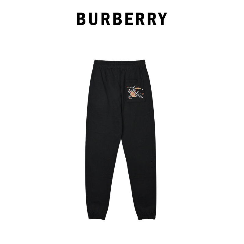 Burberry Black Jogger Pants with Embroidered Logo view