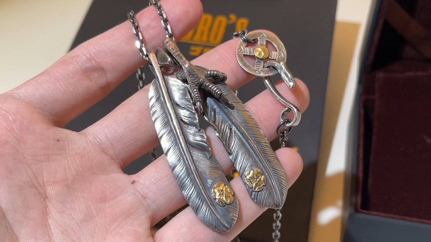 Chrome Hearts Silver & Gold Feather Pendant Necklace