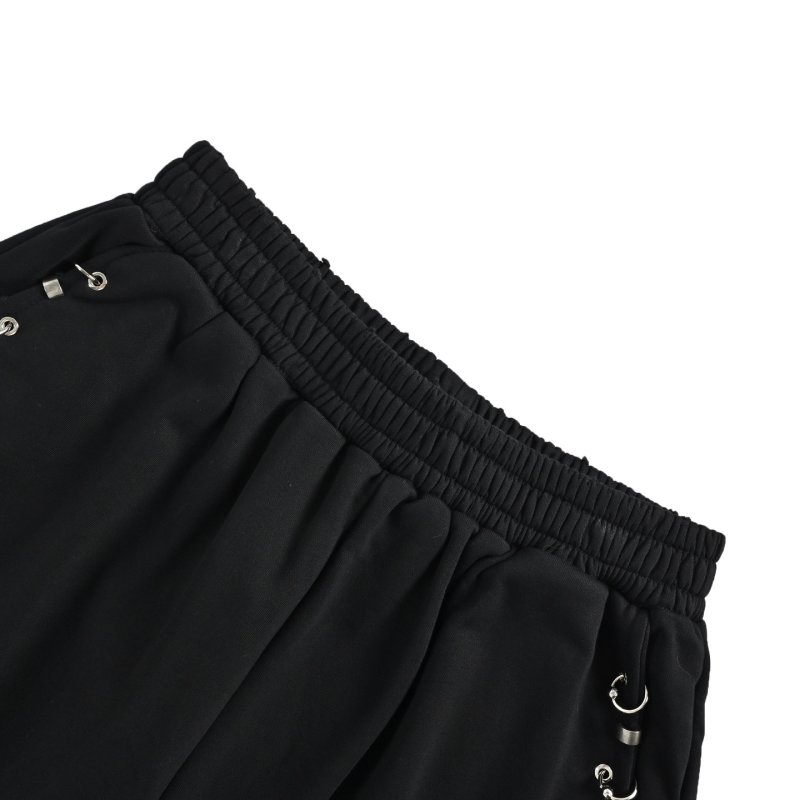 Black Eyelet Detail Shorts with Elastic Waistband view