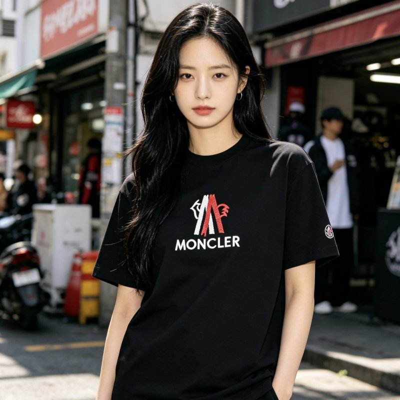 Moncler Logo Print Black T-Shirt