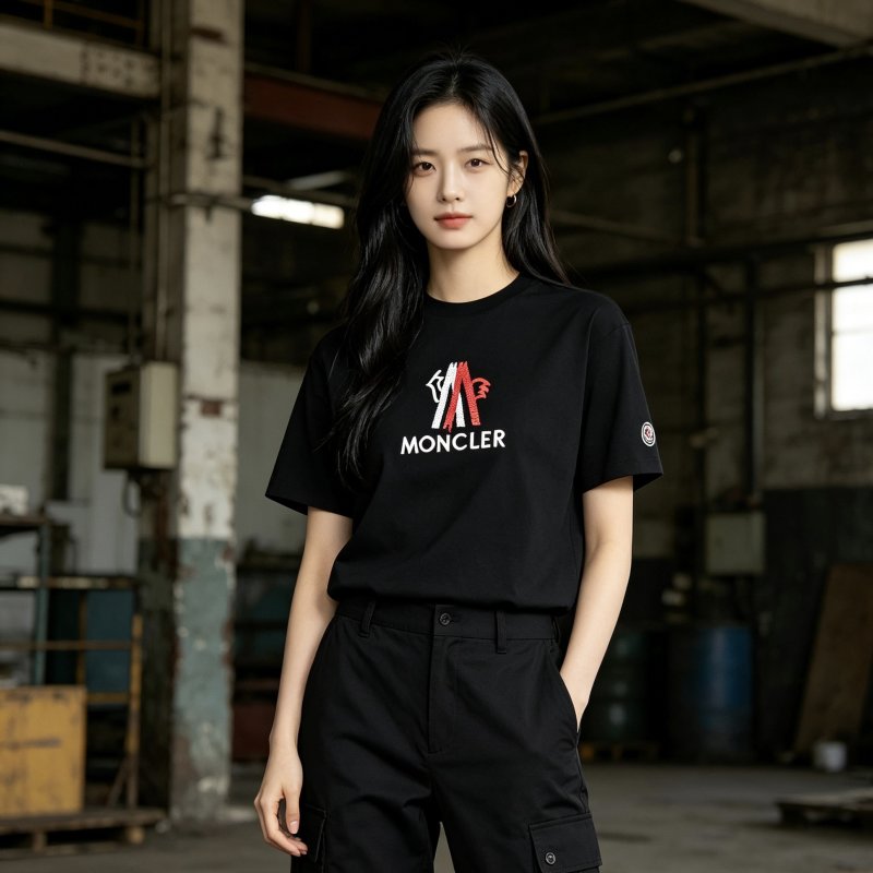 Moncler Logo Print Black T-Shirt view