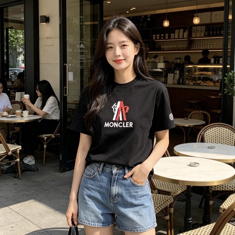 Moncler Logo Print Black T-Shirt view