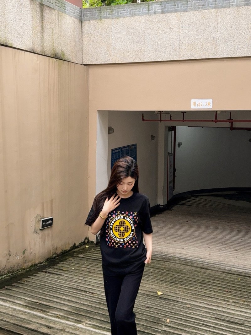 Black Graphic Print Short Sleeve T-Shirt with Colorful Logo Design view