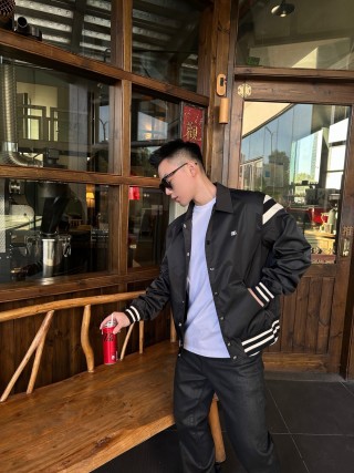 Stone Island Black Nylon Overshirt Jacket with White Stripe view 6