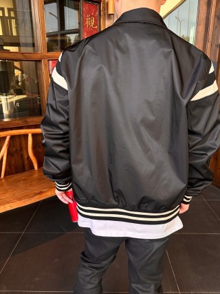 Stone Island Black Nylon Overshirt Jacket with White Stripe view 8