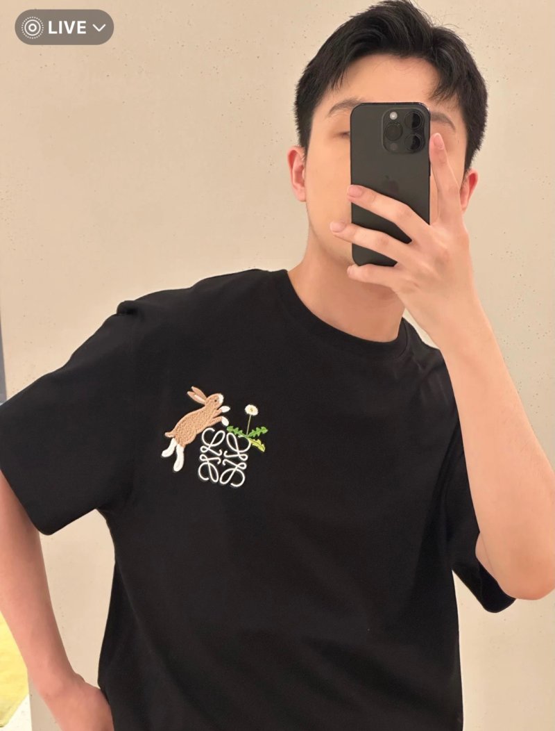 Loewe Black T-Shirt with Embroidered Anagram Logo view