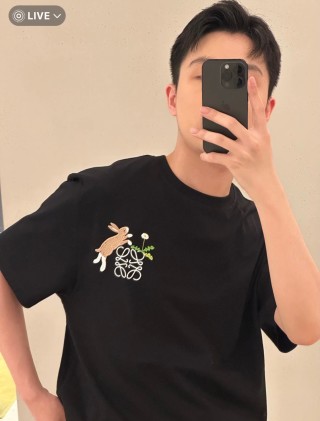 Loewe Black T-Shirt with Embroidered Anagram Logo view 2