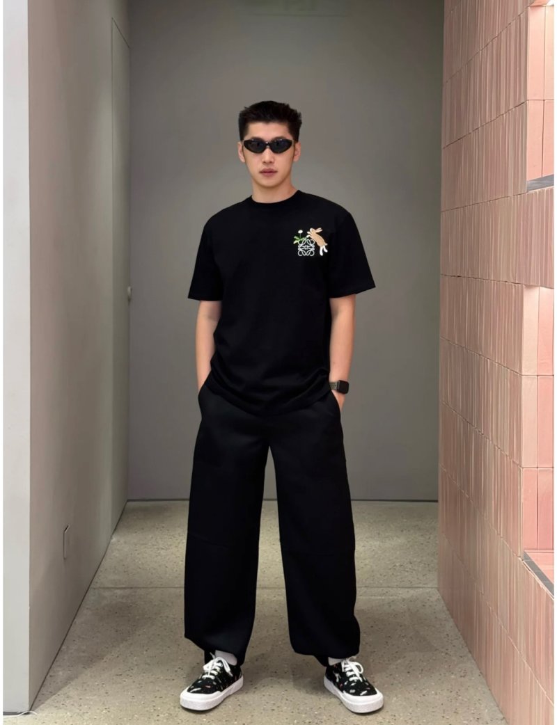 Loewe Black T-Shirt with Embroidered Anagram Logo view