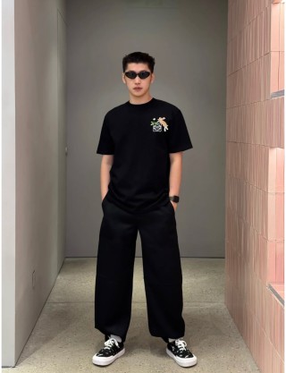 Loewe Black T-Shirt with Embroidered Anagram Logo view 3