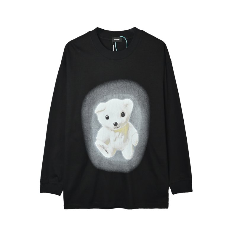 Black Oversized Long Sleeve T-Shirt with White Dog Graphic view