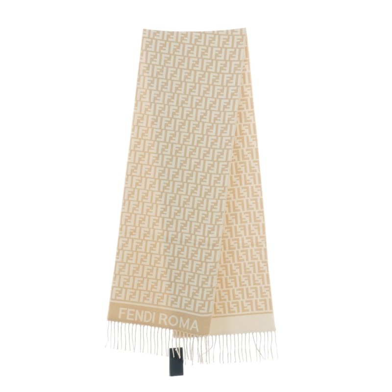 Fendi FF Monogram Wool Cashmere Scarf Beige view
