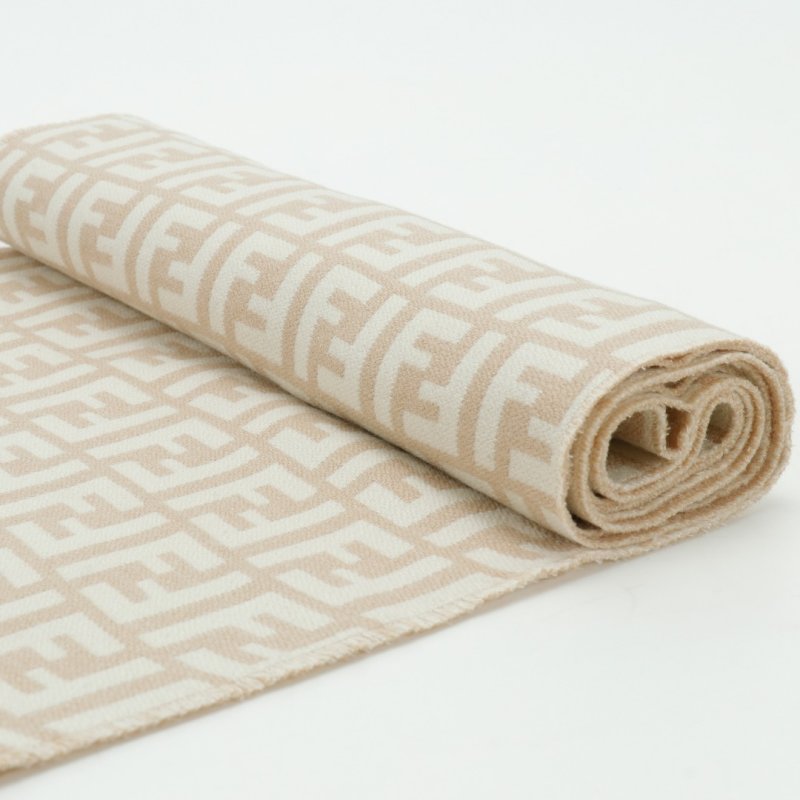 Fendi FF Monogram Wool Cashmere Scarf Beige view