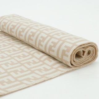 Fendi FF Monogram Wool Cashmere Scarf Beige view 3
