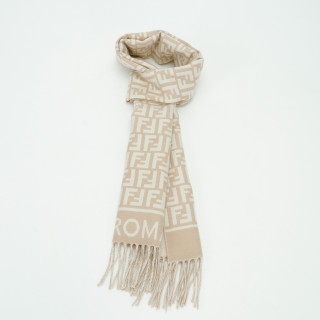 Fendi FF Monogram Wool Cashmere Scarf Beige view 8