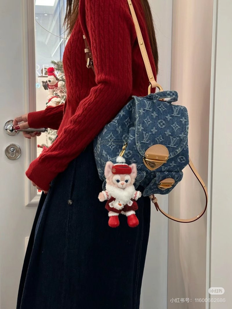 Louis Vuitton Denim Monogram Shoulder Bag Navy Blue