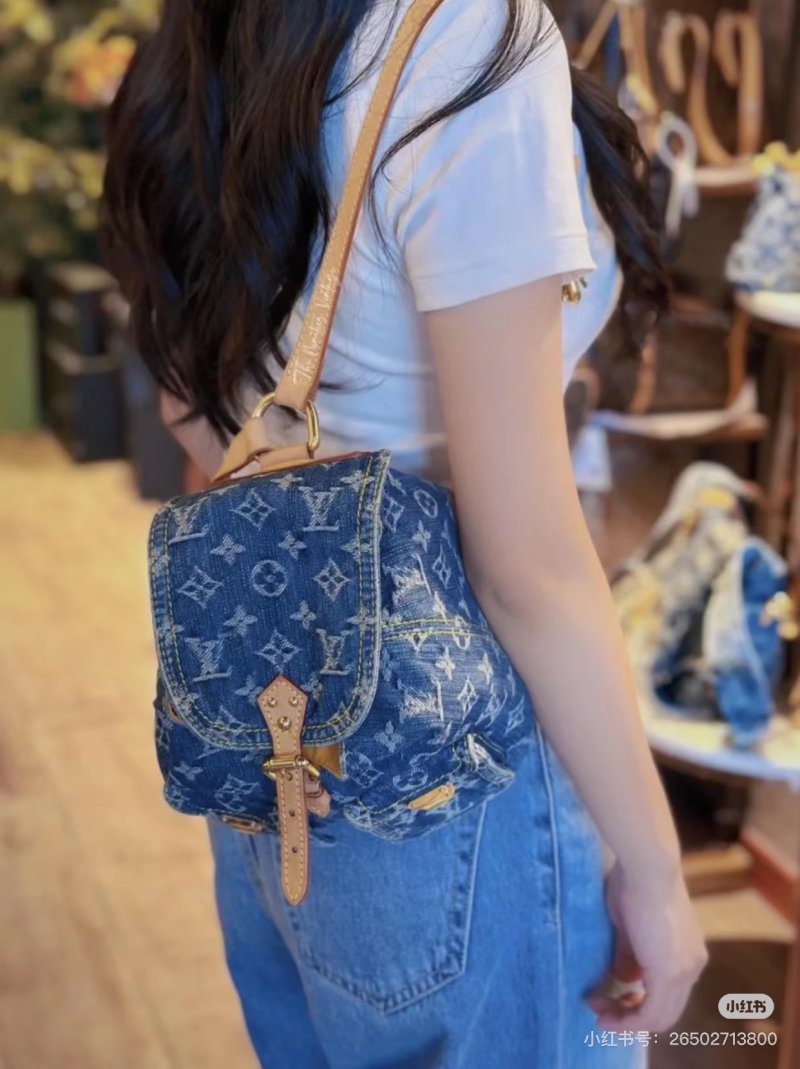 Louis Vuitton Denim Monogram Shoulder Bag Navy Blue view