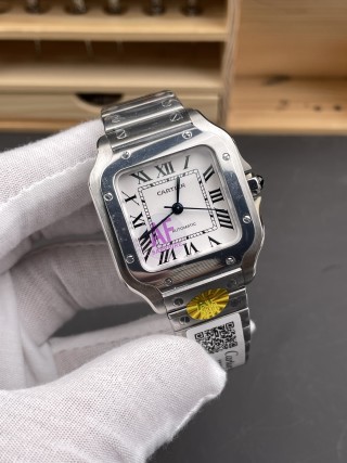 Cartier Santos Medium White Dial Automatic Watch 35.1mm view 2