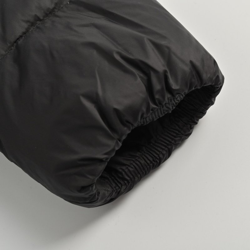 Black Quilted Puffer Down Jacket with Fur Collar view