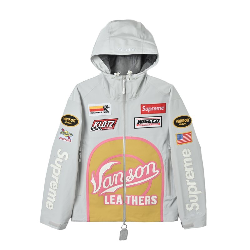 Supreme White Multi-Patch Windbreaker Jacket view