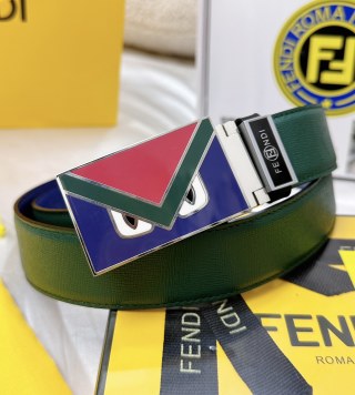 Fendi Monster Eye Enamel Buckle Belt - Green