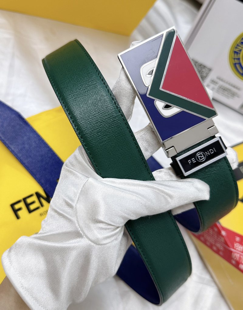 Fendi Monster Eye Enamel Buckle Belt - Green view