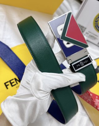 Fendi Monster Eye Enamel Buckle Belt - Green view 3