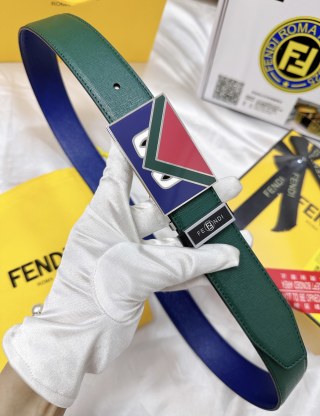 Fendi Monster Eye Enamel Buckle Belt - Green view 4