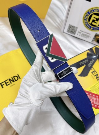 Fendi Monster Eye Enamel Buckle Belt - Green view 8