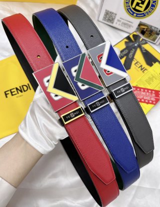 Fendi Monster Eye Enamel Buckle Belt - Green view 9