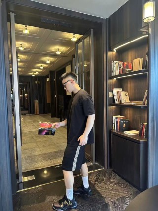 Gucci GG Web Stripe Black Shorts view 4