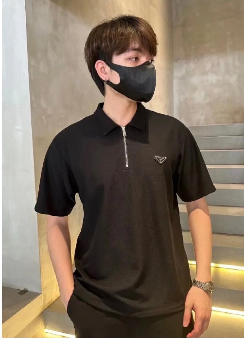 Prada Black Short-Sleeve Polo Shirt