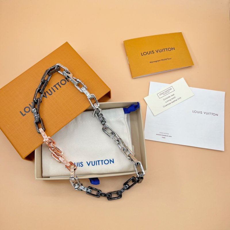 Louis Vuitton Monogram Chain Mixed Metal Necklace