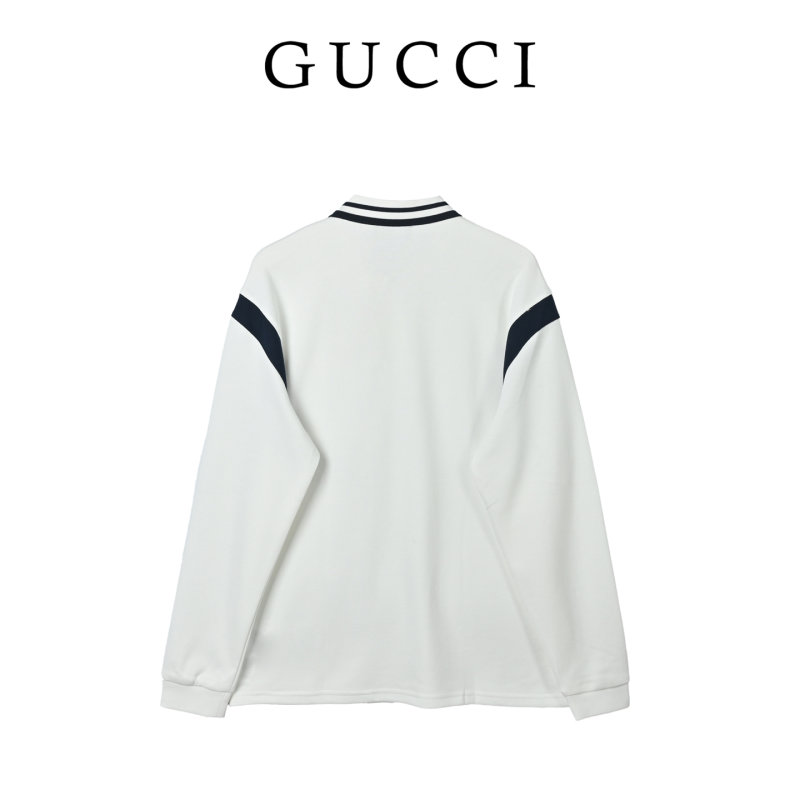 Gucci White Logo Polo Shirt Long Sleeve view