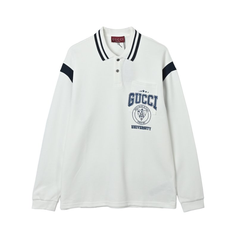 Gucci White Logo Polo Shirt Long Sleeve view