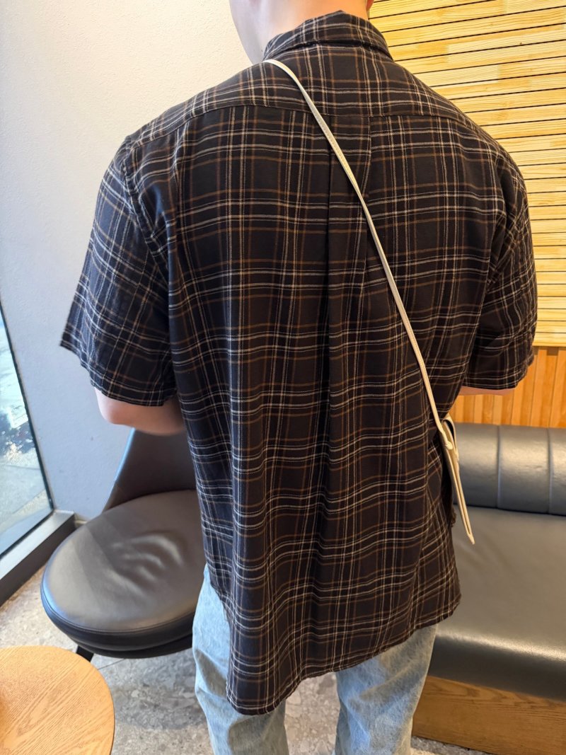 Black Plaid Short Sleeve Button-Up Shirt view