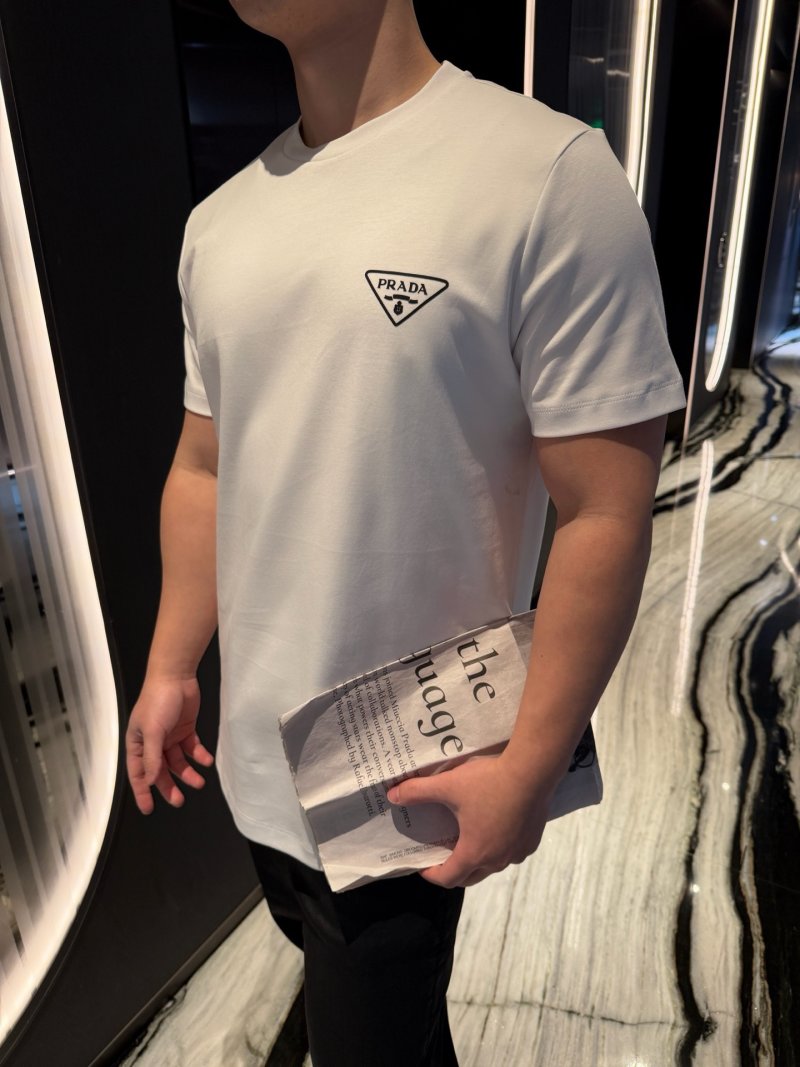 Prada Triangle Logo White T-Shirt