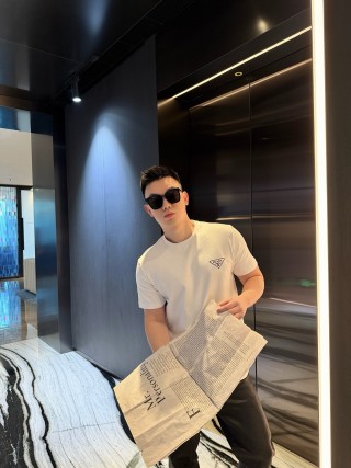 Prada Triangle Logo White T-Shirt view 2
