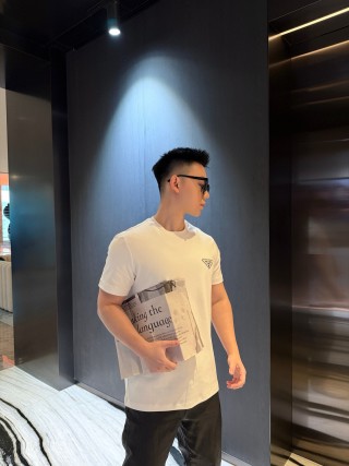 Prada Triangle Logo White T-Shirt view 3