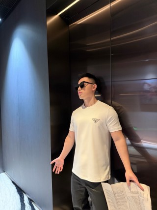 Prada Triangle Logo White T-Shirt view 4