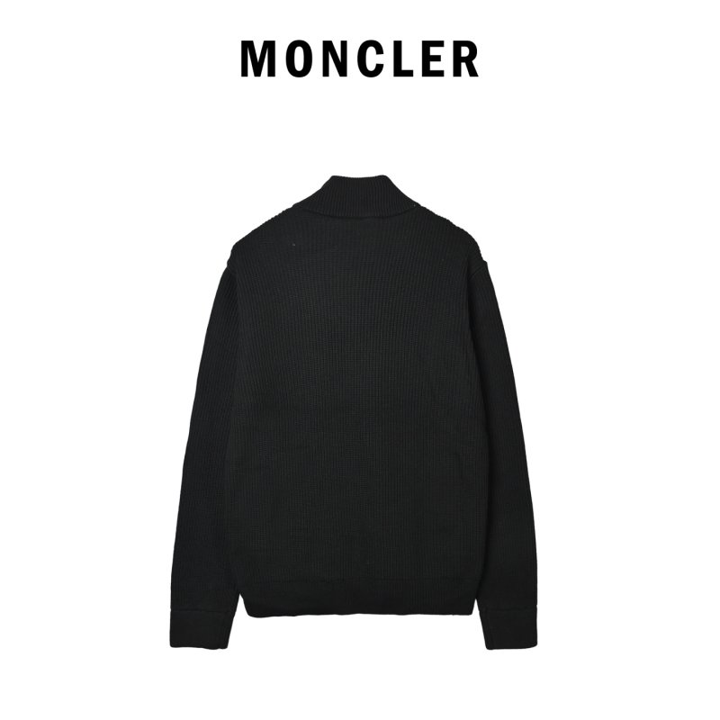 Moncler Navy Down Puffer Jacket with Knit Sleeves view