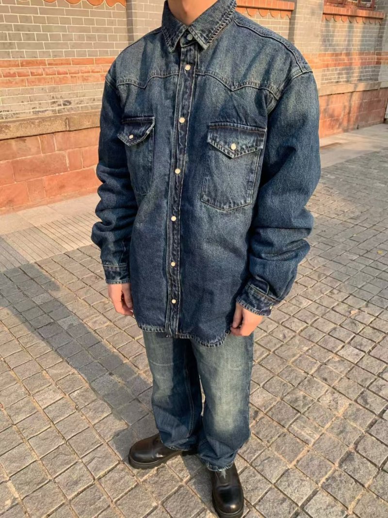 Vintage Dark Wash Denim Shirt Jacket