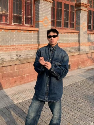 Vintage Dark Wash Denim Shirt Jacket view 3