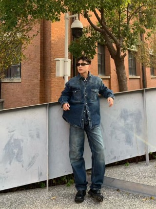 Vintage Dark Wash Denim Shirt Jacket view 7