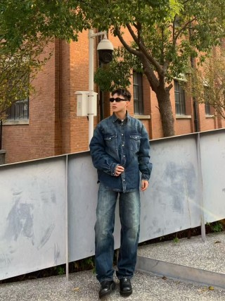 Vintage Dark Wash Denim Shirt Jacket view 9