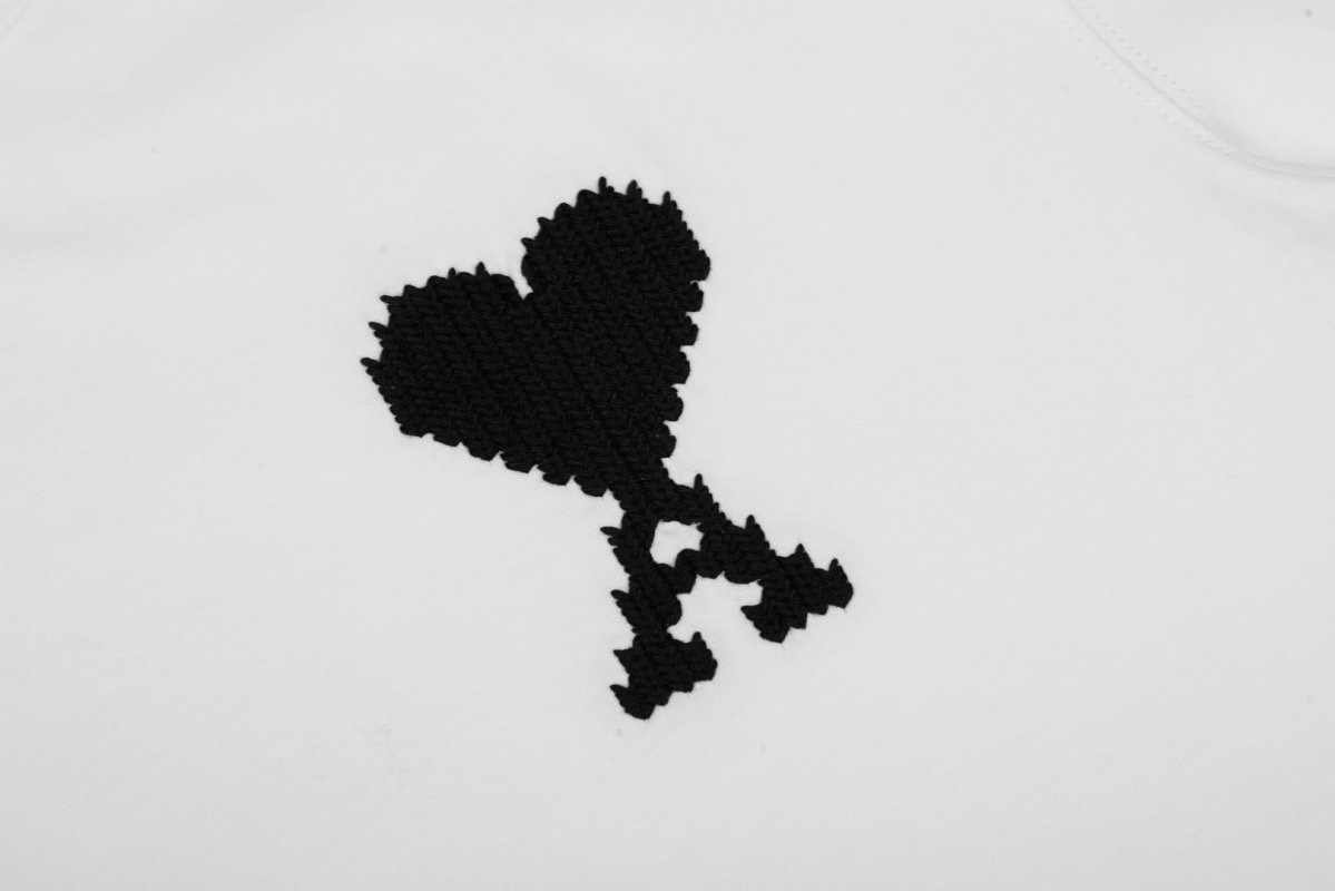 White Short Sleeve T-Shirt with Black Heart Graphic Print view