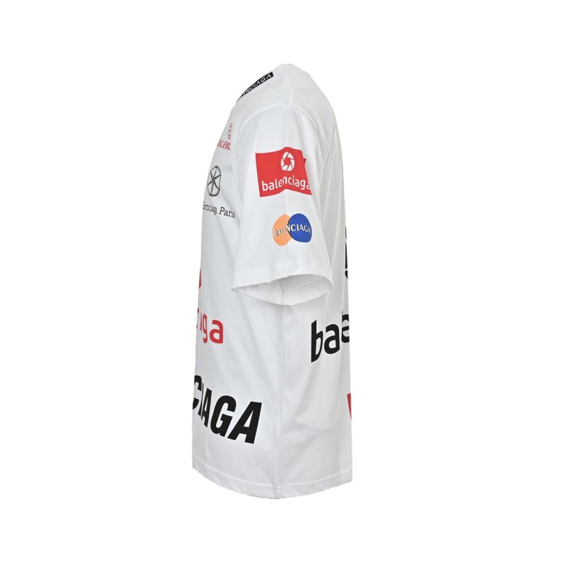 White Multi-Logo Graphic Short Sleeve T-Shirt view