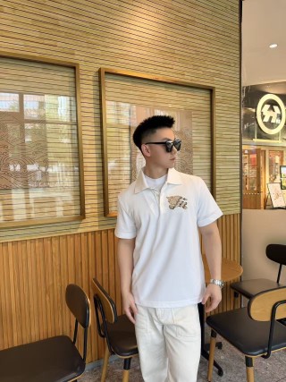 Burberry EKD Embroidered White Polo Shirt view 2