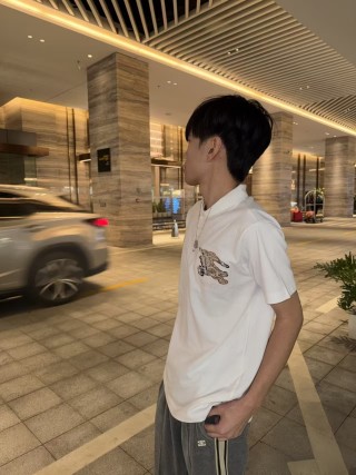 Burberry EKD Embroidered White Polo Shirt view 7