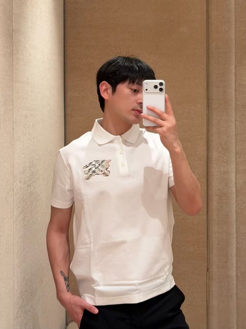Burberry EKD Embroidered White Polo Shirt view
